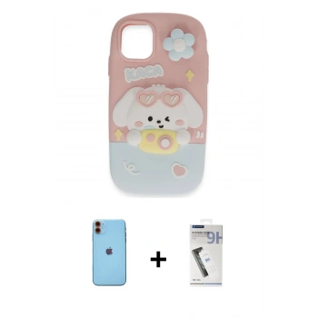 MARSİLYAN™- iPhone 11 Kılıf Akış Yansıma - Şeffaf Uv Polymer Nano Ekran Koruyucu + Neon Fosforlu Kamera Lens - TU
