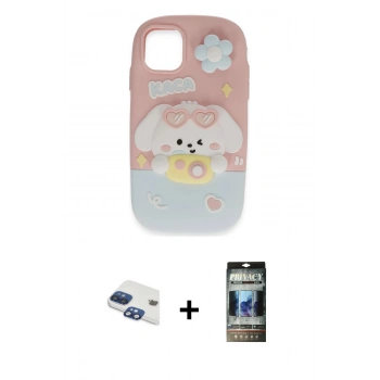 MARSİLYAN™- iPhone 11 Kılıf Akış Yansıma - Siyah 34D Hayalet Izgaralı Cam + Pers Alüminyum Kamera Lens - LT