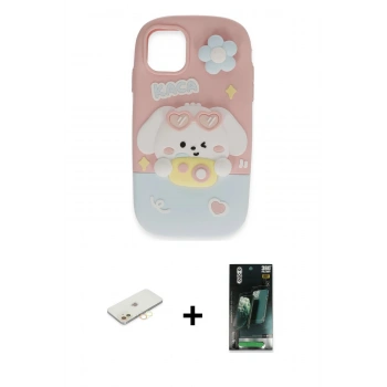 MARSİLYAN™- iPhone 11 Kılıf Akış Yansıma - Siyah 360 Mat Full Body Arka Koruyucu + Renkli Kamera Lens Koruma Cam - SI