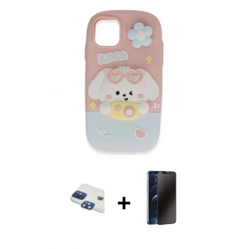 MARSİLYAN™- iPhone 11 Kılıf Akış Yansıma - Siyah 3D Antistatik Hayalet Cam Ekran Koruyucu + Pers Alüminyum Kamera Lens - LT
