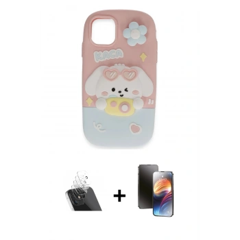 MARSİLYAN™- iPhone 11 Kılıf Akış Yansıma - Siyah 3D Antistatik Mat Seramik Nano Ekran Koruyucu + Kamera Lens Koruma Cam - SF