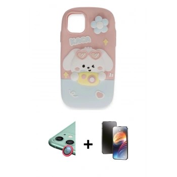 MARSİLYAN™- iPhone 11 Kılıf Akış Yansıma - Siyah 3D Antistatik Mat Seramik Nano Ekran Koruyucu + Raze Metal Kamera Lens - KI