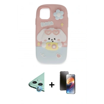 MARSİLYAN™- iPhone 11 Kılıf Akış Yansıma - Siyah 3D Antistatik Mat Seramik Nano Ekran Koruyucu + Raze Metal Kamera Lens - MI