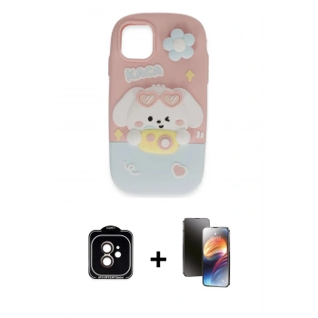 MARSİLYAN™- iPhone 11 Kılıf Akış Yansıma - Siyah 3D Antistatik Mat Seramik Nano Ekran Koruyucu + PVD Metal Kamera Lens - TU