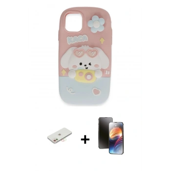 MARSİLYAN™- iPhone 11 Kılıf Akış Yansıma - Siyah 3D Antistatik Mat Seramik Nano Ekran Koruyucu + Renkli Kamera Lens Koruma Cam - YL