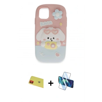 MARSİLYAN™- iPhone 11 Kılıf Akış Yansıma - Siyah 3D Antistatik Seramik Nano Ekran Koruyucu + Rainbow Kamera Lens Koruma Cam - KI