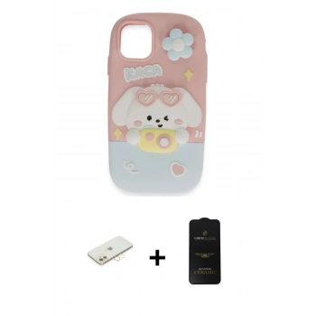 MARSİLYAN™- iPhone 11 Kılıf Akış Yansıma - Siyah 6D Antistatik Mat Seramik Hayalet Nano Ekran Koruyucu + Renkli Kamera Lens Koruma Cam - SI