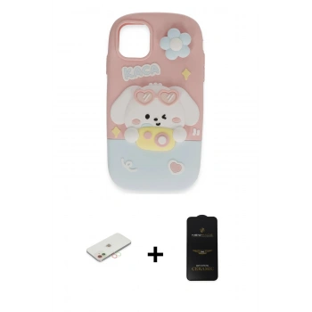MARSİLYAN™- iPhone 11 Kılıf Akış Yansıma - Siyah 6D Antistatik Mat Seramik Hayalet Nano Ekran Koruyucu + Renkli Kamera Lens Koruma Cam - YL