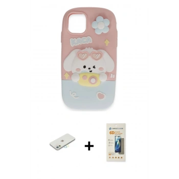 MARSİLYAN™- iPhone 11 Kılıf Akış Yansıma - Siyah 6D Mat Seramik Hayalet Nano Ekran Koruyucu + Renkli Kamera Lens Koruma Cam - SI