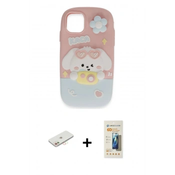 MARSİLYAN™- iPhone 11 Kılıf Akış Yansıma - Siyah 6D Mat Seramik Hayalet Nano Ekran Koruyucu + Renkli Kamera Lens Koruma Cam - YL