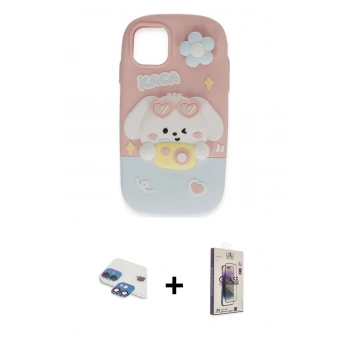 MARSİLYAN™- iPhone 11 Kılıf Akış Yansıma - Siyah Bilvis 3D Cam Ekran Koruyucu + Pers Alüminyum Kamera Lens - GI