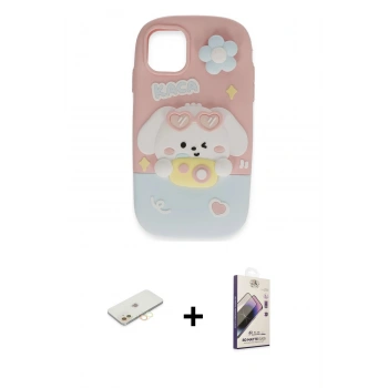 MARSİLYAN™- iPhone 11 Kılıf Akış Yansıma - Siyah Bilvis 3D Mat Cam Ekran Koruyucu + Renkli Kamera Lens Koruma Cam - SI
