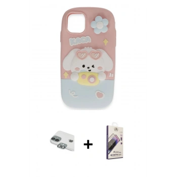 MARSİLYAN™- iPhone 11 Kılıf Akış Yansıma - Siyah Bilvis 3D Mat Cam Ekran Koruyucu + Pers Alüminyum Kamera Lens - YL