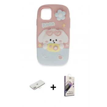 MARSİLYAN™- iPhone 11 Kılıf Akış Yansıma - Siyah Bilvis 3D Mat Cam Ekran Koruyucu + Renkli Kamera Lens Koruma Cam - YL