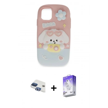 MARSİLYAN™- iPhone 11 Kılıf Akış Yansıma - Siyah Bilvis 5in1 3D Magic Cam Ekran Koruyucu + Pers Alüminyum Kamera Lens - LT