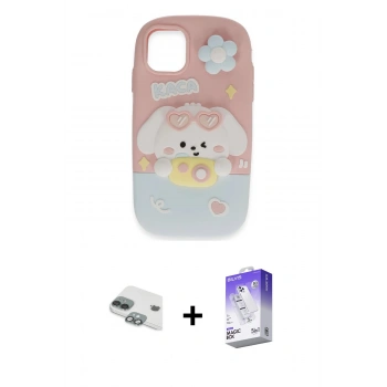 MARSİLYAN™- iPhone 11 Kılıf Akış Yansıma - Siyah Bilvis 5in1 3D Magic Cam Ekran Koruyucu + Pers Alüminyum Kamera Lens - YL