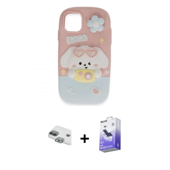 MARSİLYAN™- iPhone 11 Kılıf Akış Yansıma - Siyah Bilvis 5in1 5D Magic Hayalet Cam Ekran Koruyucu + Pers Alüminyum Kamera Lens - YL