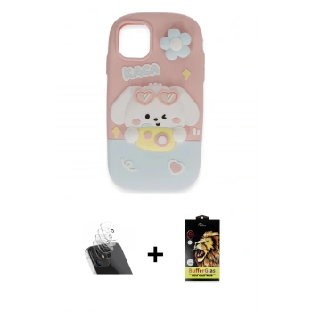 MARSİLYAN™- iPhone 11 Kılıf Akış Yansıma - Siyah Buffer Cam Ekran Koruyucu + Kamera Lens Koruma Cam - SF