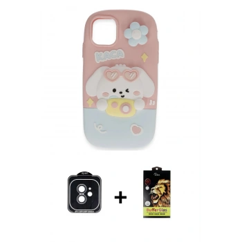 MARSİLYAN™- iPhone 11 Kılıf Akış Yansıma - Siyah Buffer Cam Ekran Koruyucu + PVD Metal Kamera Lens - SH