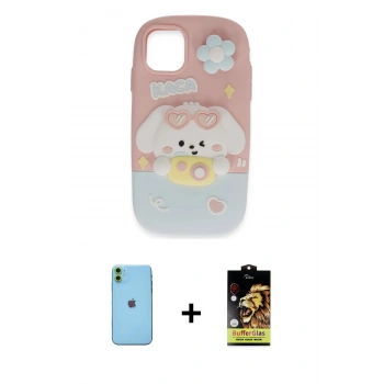 MARSİLYAN™- iPhone 11 Kılıf Akış Yansıma - Siyah Buffer Cam Ekran Koruyucu + Neon Fosforlu Kamera Lens - YL
