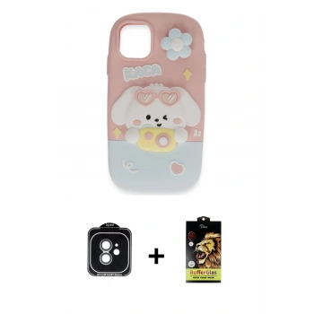 MARSİLYAN™- iPhone 11 Kılıf Akış Yansıma - Siyah Buffer Cam Ekran Koruyucu + PVD Metal Kamera Lens - YL