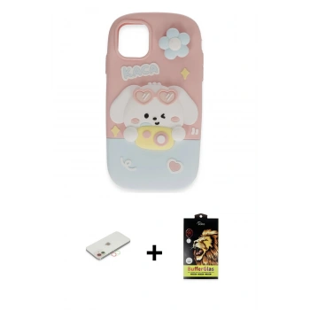 MARSİLYAN™- iPhone 11 Kılıf Akış Yansıma - Siyah Buffer Cam Ekran Koruyucu + Renkli Kamera Lens Koruma Cam - YL