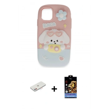 MARSİLYAN™- iPhone 11 Kılıf Akış Yansıma - Siyah Buffer Hayalet Cam Ekran Koruyucu + Renkli Kamera Lens Koruma Cam - PE