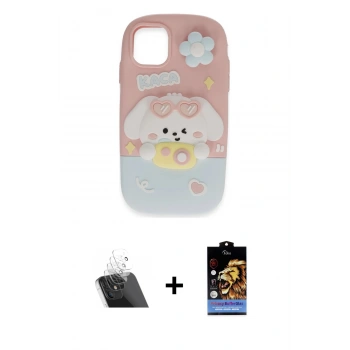 MARSİLYAN™- iPhone 11 Kılıf Akış Yansıma - Siyah Buffer Hayalet Cam Ekran Koruyucu + Kamera Lens Koruma Cam - SF