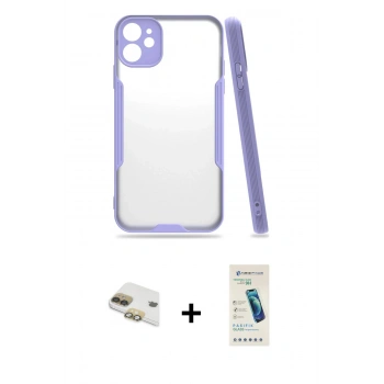 MARSİLYAN™- iPhone 11 Kılıf Atlas Asil Serisi - Şeffaf Pasifik Cam Ekran Koruyucu + Pers Alüminyum Kamera Lens - GD