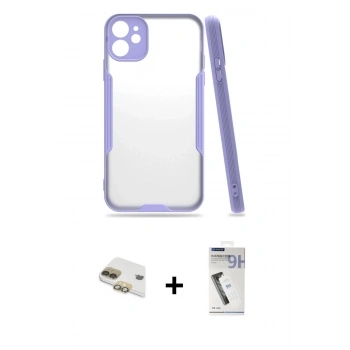 MARSİLYAN™- iPhone 11 Kılıf Atlas Asil Serisi - Şeffaf Uv Polymer Nano Ekran Koruyucu + Pers Alüminyum Kamera Lens - GD