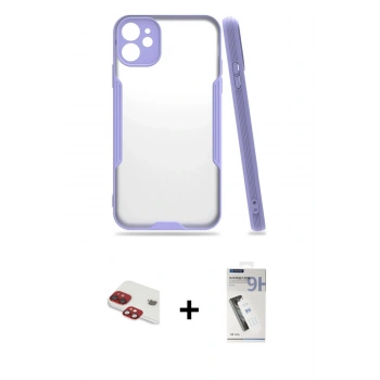 MARSİLYAN™- iPhone 11 Kılıf Atlas Asil Serisi - Şeffaf Uv Polymer Nano Ekran Koruyucu + Pers Alüminyum Kamera Lens - KI