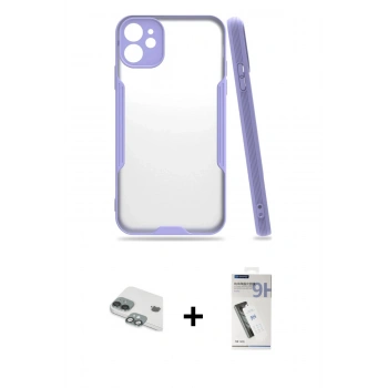 MARSİLYAN™- iPhone 11 Kılıf Atlas Asil Serisi - Şeffaf Uv Polymer Nano Ekran Koruyucu + Pers Alüminyum Kamera Lens - YL