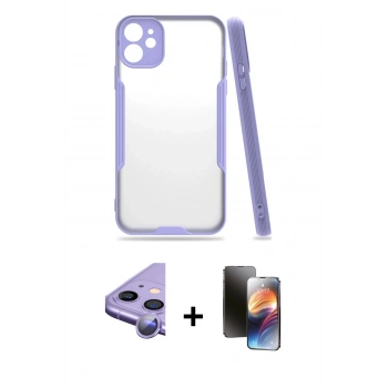 MARSİLYAN™- iPhone 11 Kılıf Atlas Asil Serisi - Siyah 3D Antistatik Mat Seramik Nano Ekran Koruyucu + Raze Metal Kamera Lens - MR