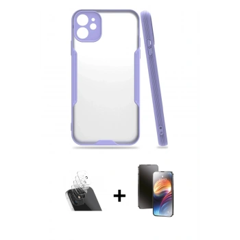 MARSİLYAN™- iPhone 11 Kılıf Atlas Asil Serisi - Siyah 3D Antistatik Mat Seramik Nano Ekran Koruyucu + Kamera Lens Koruma Cam - SF