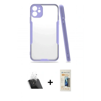 MARSİLYAN™- iPhone 11 Kılıf Atlas Asil Serisi - Siyah 6D Mat Seramik Hayalet Nano Ekran Koruyucu + Kamera Lens Koruma Cam - SF