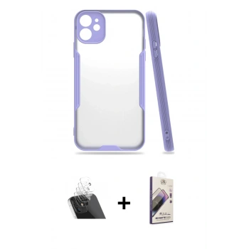 MARSİLYAN™- iPhone 11 Kılıf Atlas Asil Serisi - Siyah Bilvis 3D Mat Cam Ekran Koruyucu + Kamera Lens Koruma Cam - SF