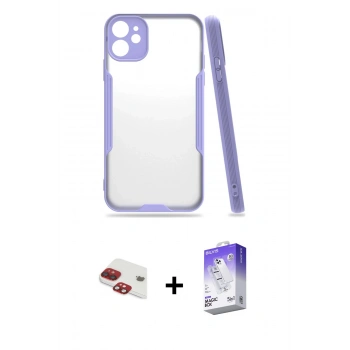 MARSİLYAN™- iPhone 11 Kılıf Atlas Asil Serisi - Siyah Bilvis 5in1 3D Magic Cam Ekran Koruyucu + Pers Alüminyum Kamera Lens - KI