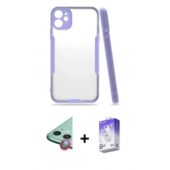 MARSİLYAN™- iPhone 11 Kılıf Atlas Asil Serisi - Siyah Bilvis 5in1 3D Magic Cam Ekran Koruyucu + Raze Metal Kamera Lens - KI