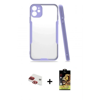 MARSİLYAN™- iPhone 11 Kılıf Atlas Asil Serisi - Siyah Buffer Cam Ekran Koruyucu + Pers Alüminyum Kamera Lens - KI