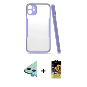 MARSİLYAN™- iPhone 11 Kılıf Atlas Asil Serisi - Siyah Buffer Cam Ekran Koruyucu + Raze Metal Kamera Lens - MI