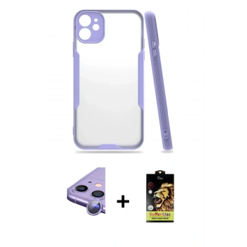 MARSİLYAN™- iPhone 11 Kılıf Atlas Asil Serisi - Siyah Buffer Cam Ekran Koruyucu + Raze Metal Kamera Lens - MR