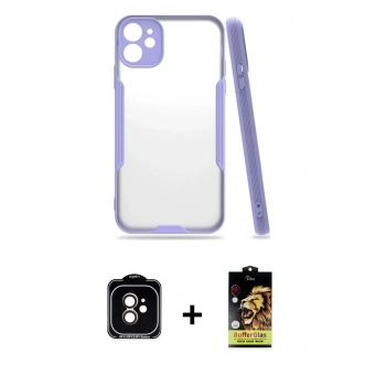 MARSİLYAN™- iPhone 11 Kılıf Atlas Asil Serisi - Siyah Buffer Cam Ekran Koruyucu + PVD Metal Kamera Lens - TU