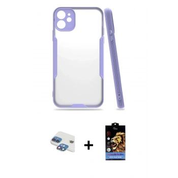 MARSİLYAN™- iPhone 11 Kılıf Atlas Asil Serisi - Siyah Buffer Hayalet Cam Ekran Koruyucu + Pers Alüminyum Kamera Lens - GI