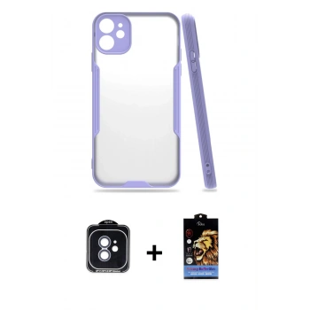 MARSİLYAN™- iPhone 11 Kılıf Atlas Asil Serisi - Siyah Buffer Hayalet Cam Ekran Koruyucu + PVD Metal Kamera Lens - MI