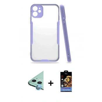 MARSİLYAN™- iPhone 11 Kılıf Atlas Asil Serisi - Siyah Buffer Hayalet Cam Ekran Koruyucu + Raze Metal Kamera Lens - MI