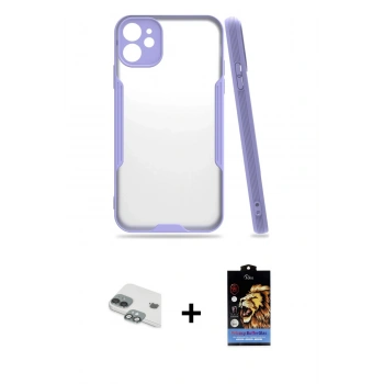 MARSİLYAN™- iPhone 11 Kılıf Atlas Asil Serisi - Siyah Buffer Hayalet Cam Ekran Koruyucu + Pers Alüminyum Kamera Lens - YL