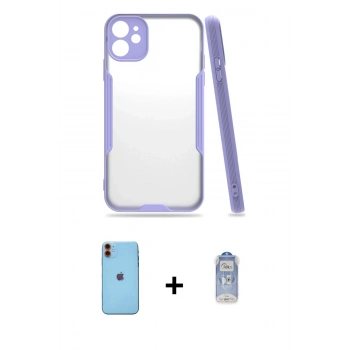 MARSİLYAN™- iPhone 11 Kılıf Atlas Asil Serisi - Siyah Joko Magic 5D Cam + Neon Fosforlu Kamera Lens - TU