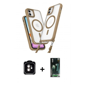 MARSİLYAN™- iPhone 11 Kılıf Atlas Doku Koleksiyonu - Şeffaf 360 Full Body Arka Koruyucu + PVD Metal Kamera Lens - TU
