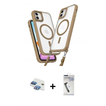 MARSİLYAN™- iPhone 11 Kılıf Atlas Doku Koleksiyonu - Şeffaf Uv Polymer Nano Ekran Koruyucu + Pers Alüminyum Kamera Lens - GI