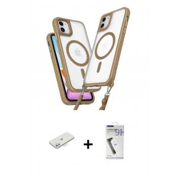 MARSİLYAN™- iPhone 11 Kılıf Atlas Doku Koleksiyonu - Şeffaf Uv Polymer Nano Ekran Koruyucu + Renkli Kamera Lens Koruma Cam - SI